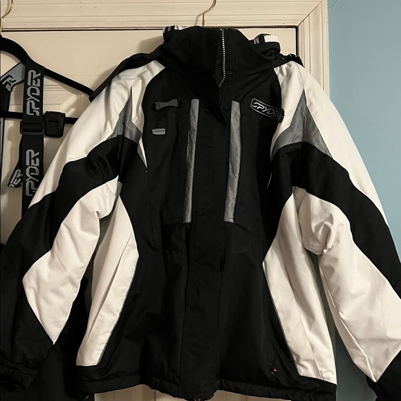 Spyder ski Jacket snow pants set black/white fits XS-XXS - Picture 2 of 11